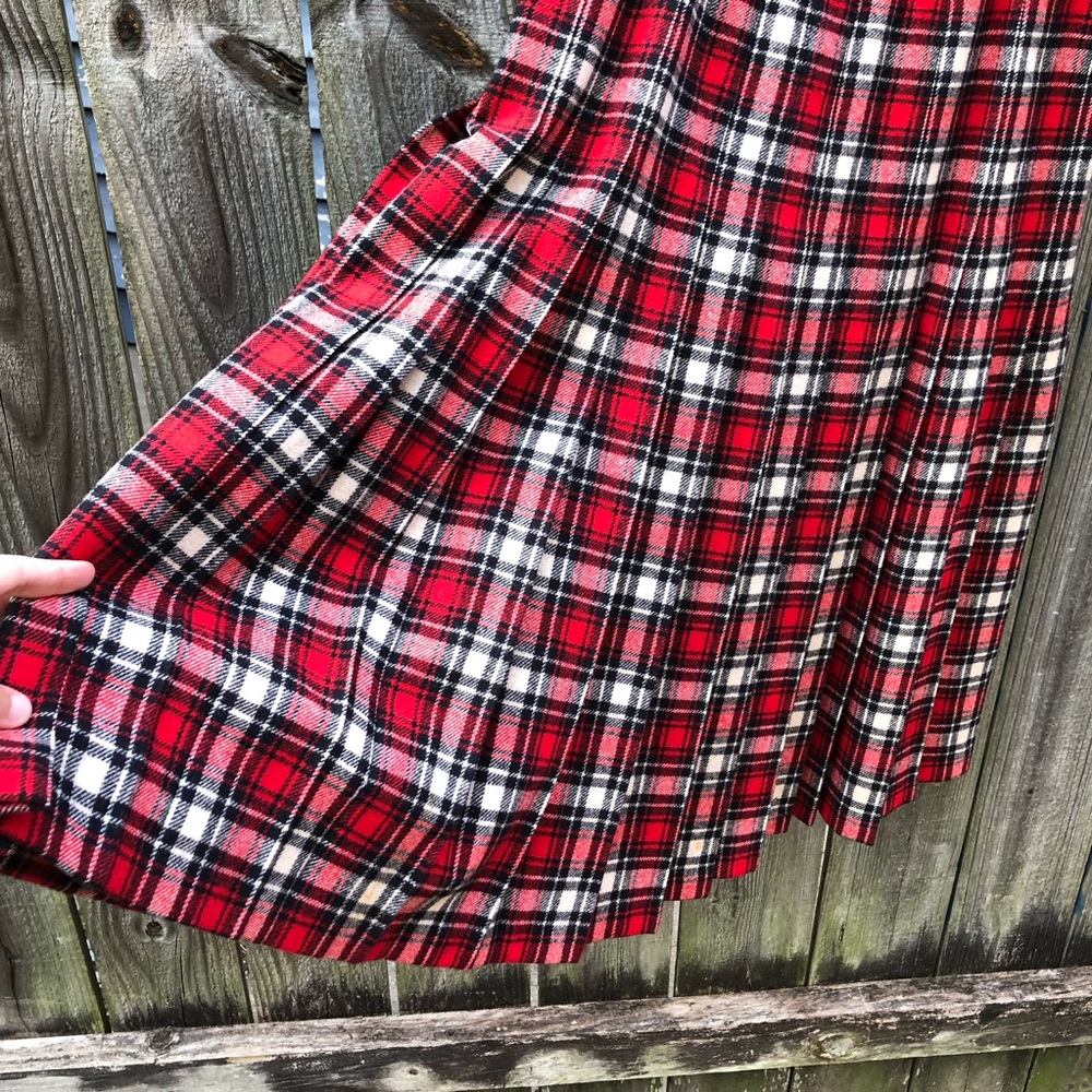 Pendleton Vintage 1950s Turnabout Skirt Virgin Wool Red Plaid Pleated Size S - Picture 4 of 15